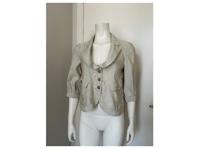 Autre Marque Giacca corta beige Armani Collezioni lino e viscosa - vista 2