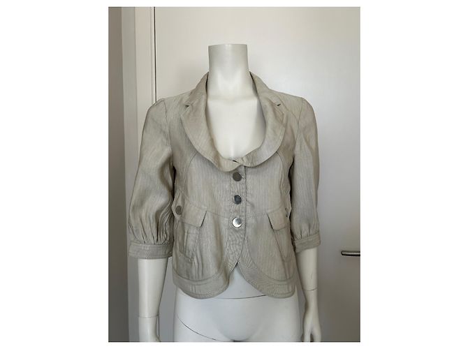 Autre Marque Giacca corta beige Armani Collezioni lino e viscosa - vista 3