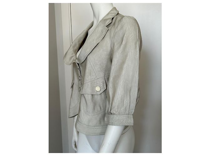 Autre Marque Giacca corta beige Armani Collezioni lino e viscosa - vista 7