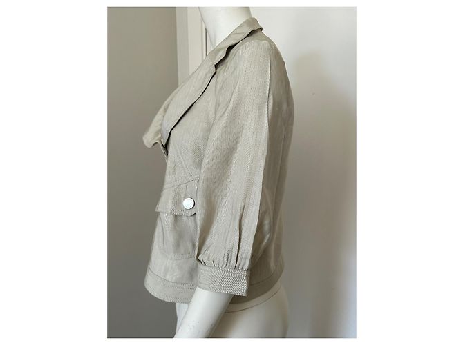 Autre Marque Giacca corta beige Armani Collezioni lino e viscosa - vista 8