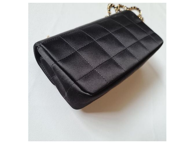 Timeless Chanel Bolsa de aba de cetim Camellia Chocolate Bar Preto - vista 5