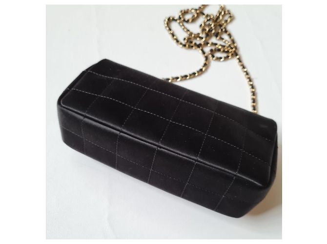 Timeless Chanel Bolsa de aba de cetim Camellia Chocolate Bar Preto - vista 6