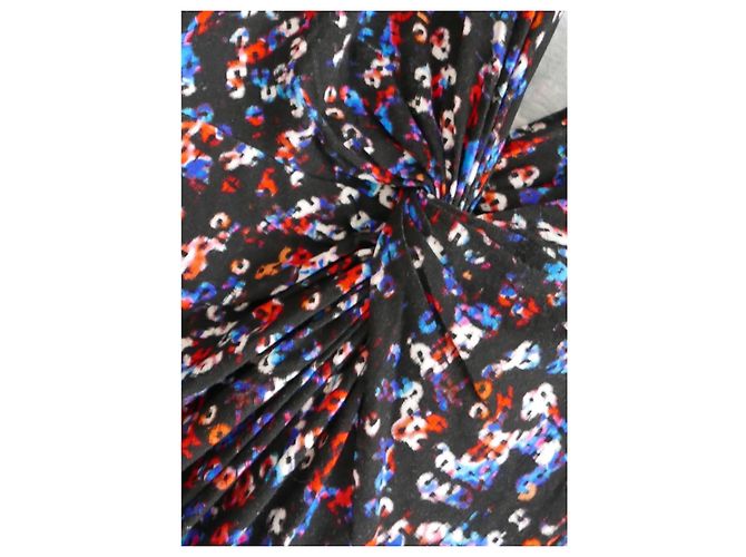 Isabel Marant Etoile Marant Etoile Jadiya Blumenmuster Jerseykleid mit Drapierung Schwarz Rot Blau - Ansicht 3
