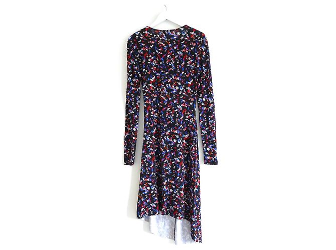 Isabel Marant Etoile Marant Etoile Jadiya Blumenmuster Jerseykleid mit Drapierung Schwarz Rot Blau - Ansicht 4