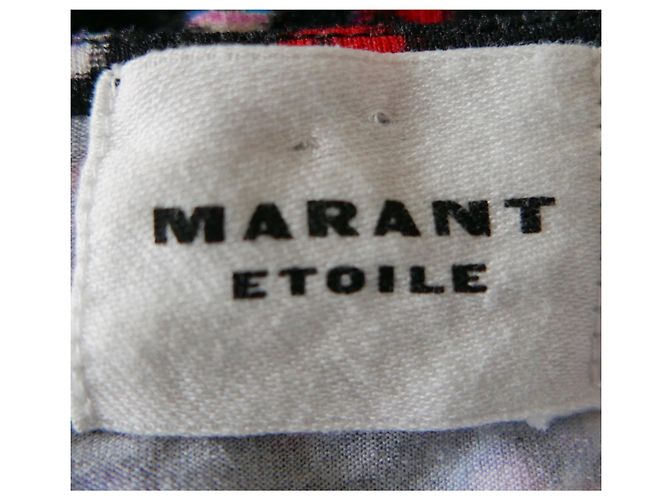 Isabel Marant Etoile Marant Etoile Jadiya Blumenmuster Jerseykleid mit Drapierung Schwarz Rot Blau - Ansicht 5