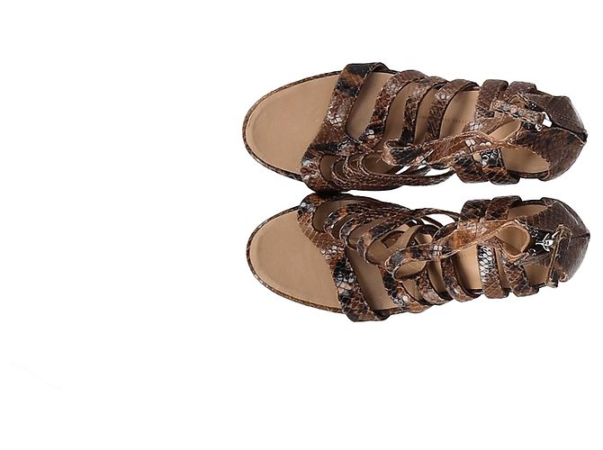 Giuseppe Zanotti Strappy Sandals in Brown Python Embossed Leather  Red - view 12