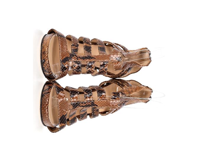 Giuseppe Zanotti Strappy Sandals in Brown Python Embossed Leather  Red - view 7