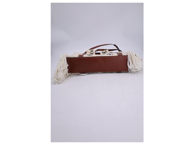 Bolso tote pequeño de punto Woody con flecos de algodón reciclado blanco Chloé Crudo - vista 13