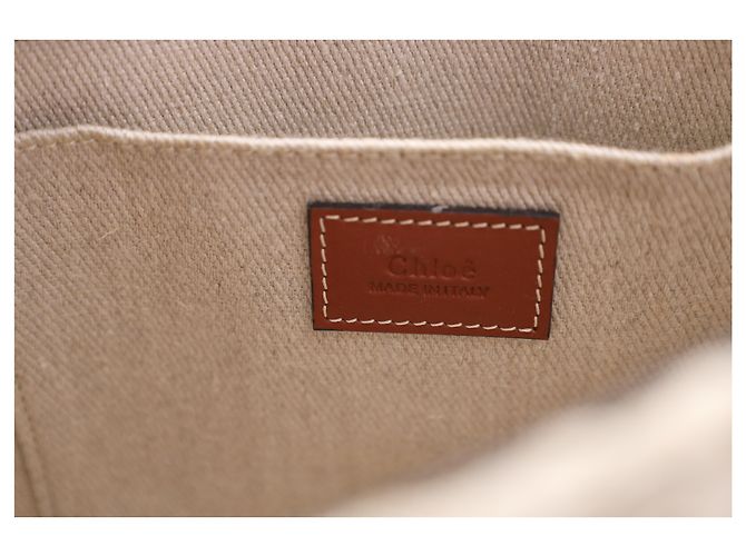 Bolso tote pequeño de punto Woody con flecos de algodón reciclado blanco Chloé Crudo - vista 16