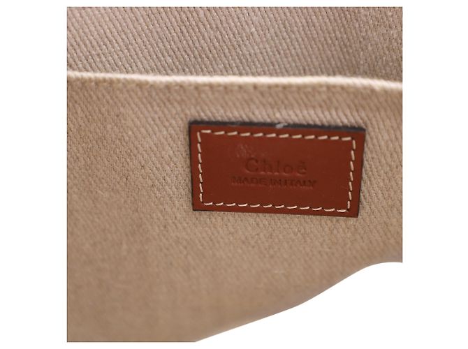 Bolso tote pequeño de punto Woody con flecos de algodón reciclado blanco Chloé Crudo - vista 7