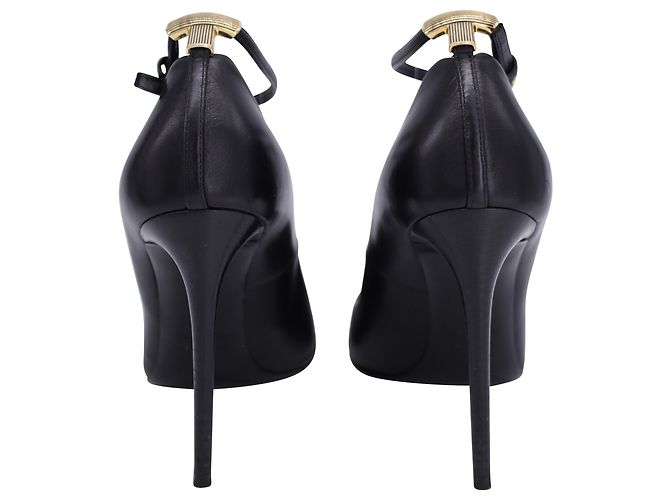 Tom Ford Pointed Toe Ankle Strap Pumps in Black Leather - view 3