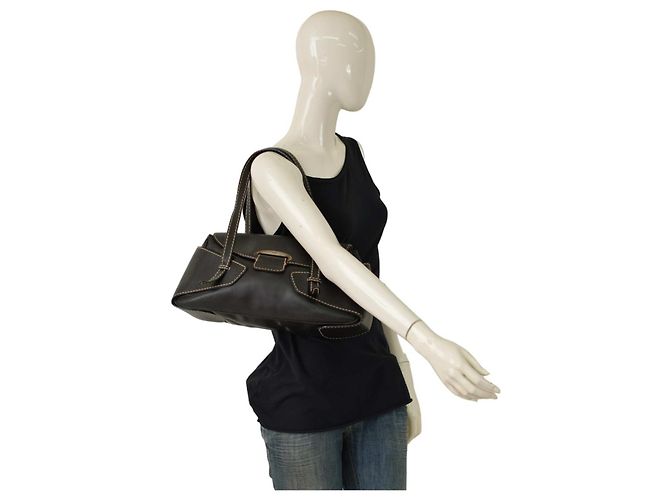 Borsa a tracolla Tod's in pelle nera con chiusura a patta Nero - vista 9