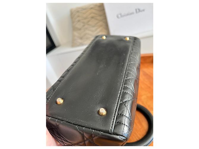 Christian Dior Lady Dior Borsa in pelle di agnello nera Nero - vista 15