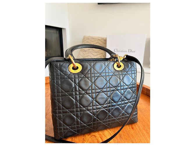 Christian Dior Lady Dior Borsa in pelle di agnello nera Nero - vista 2