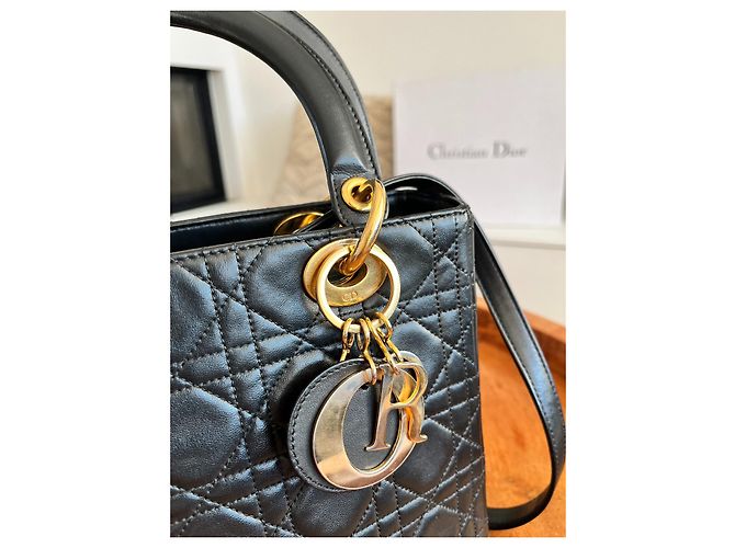 Christian Dior Lady Dior Borsa in pelle di agnello nera Nero - vista 4