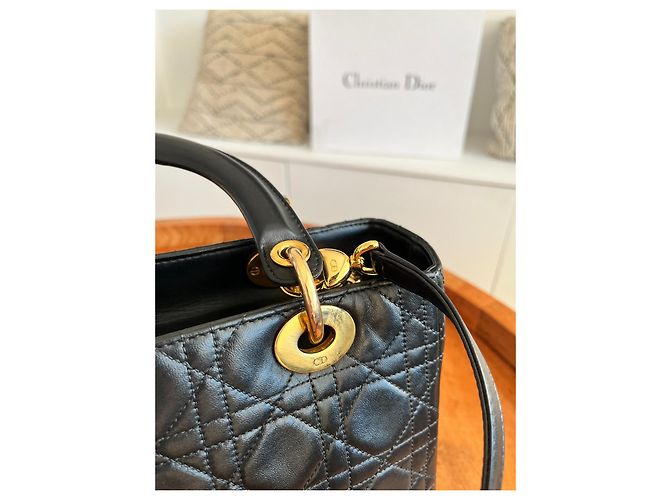 Christian Dior Lady Dior Borsa in pelle di agnello nera Nero - vista 6