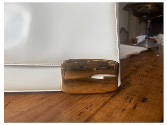 Borsa a tracolla Gucci in pelle di struzzo bianca Bianco - vista 4