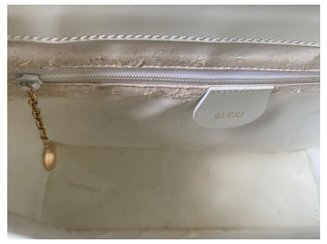 Borsa a tracolla Gucci in pelle di struzzo bianca Bianco - vista 7