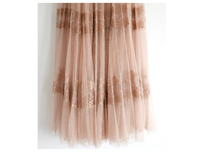 Valentino Gold/Nude gestufter Tüll-Spitzenkleid Golden - Ansicht 3