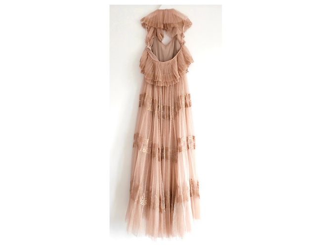 Valentino Gold/Nude gestufter Tüll-Spitzenkleid Golden - Ansicht 5