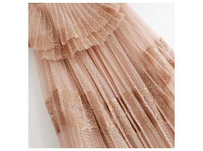 Valentino Gold/Nude gestufter Tüll-Spitzenkleid Golden - Ansicht 7