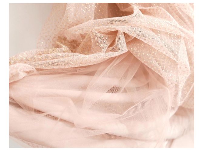 Valentino Gold/Nude gestufter Tüll-Spitzenkleid Golden - Ansicht 8