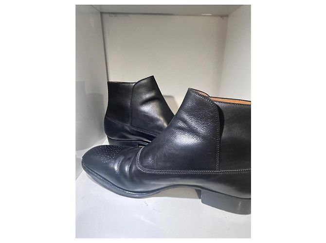 J.M. WESTON 578 10D Black Leather Buckle Boots Size 45 - view 4
