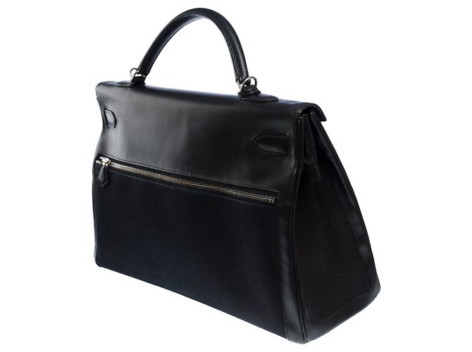 Hermès HERMES Kelly 40 Bag in Black Canvas - 101927 - view 4