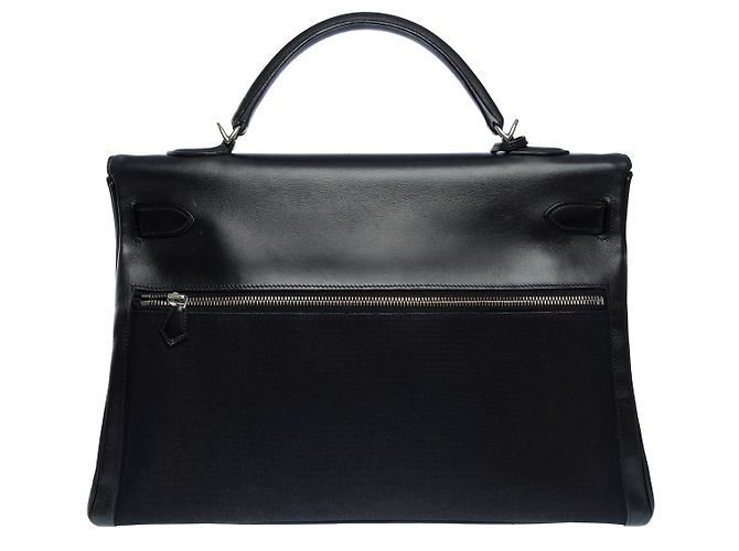 Hermès HERMES Kelly 40 Bag in Black Canvas - 101927 - view 5