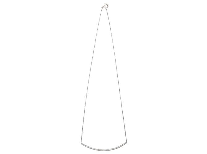Autre Marque Collana a barra in oro bianco 14K e diamanti pavé D'oro - vista 2