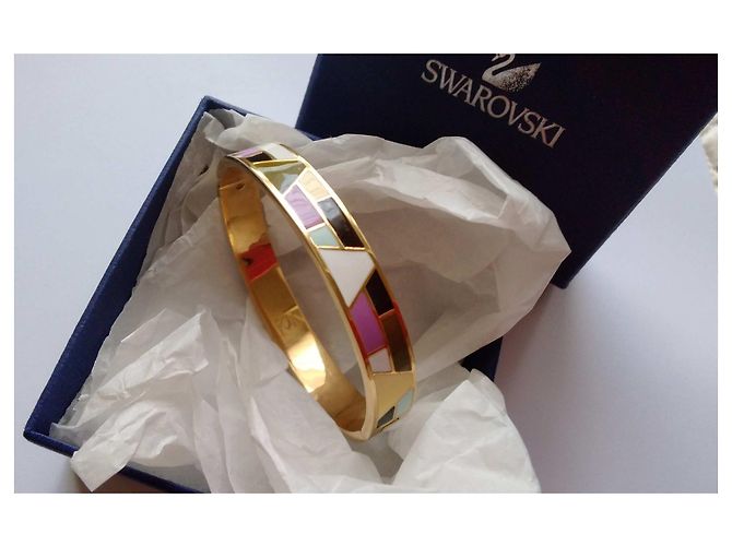 Bracciale Swarovski in cristallo smaltato multicolore oro - vista 6