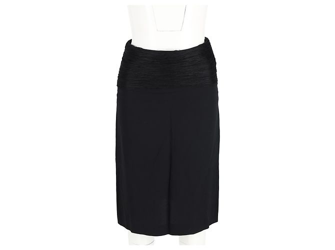 Gonna Jil Sander con vita arricciata in lana nera - vista 4