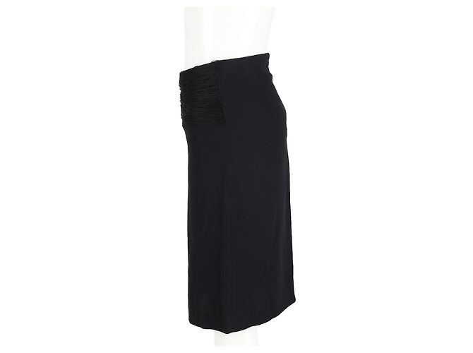 Gonna Jil Sander con vita arricciata in lana nera - vista 5