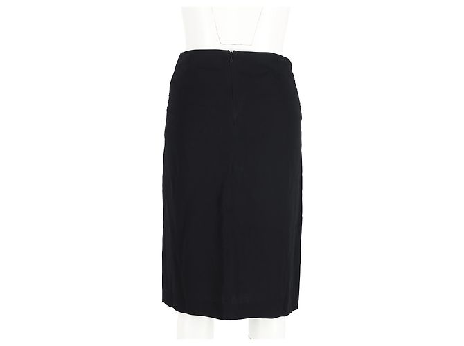 Gonna Jil Sander con vita arricciata in lana nera - vista 6