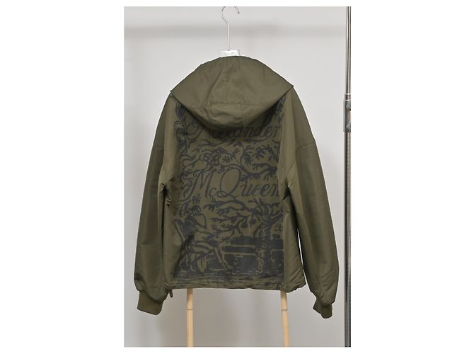 Alexander McQueen Blake Illustration Kapuzenjacke aus olivgrünem Polyester - Ansicht 8