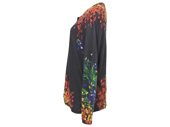 Escada Twin Set Cardigan aus schwarzer Wolle mit Blumenmuster - Ansicht 2