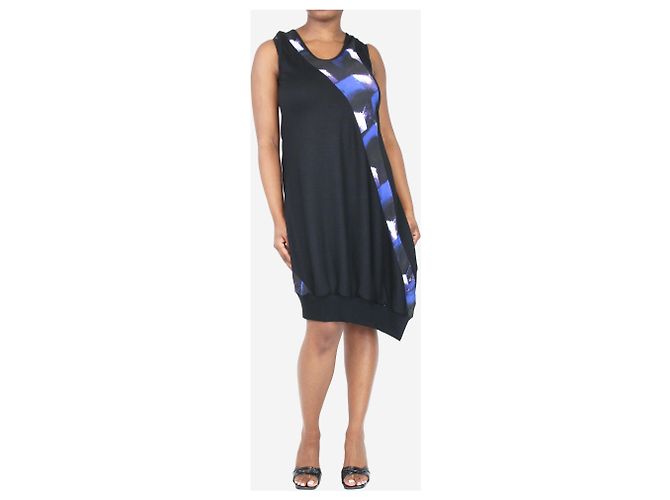 Y'S Vestido midi negro sin mangas con estampado - vista 3