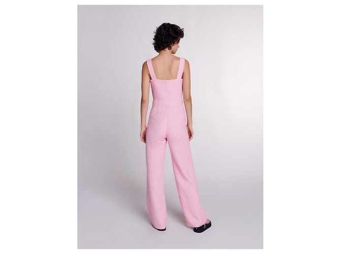 Maje Mono salopette de tweed rosa y naranja - vista 3