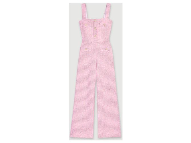 Maje Mono salopette de tweed rosa y naranja - vista 4