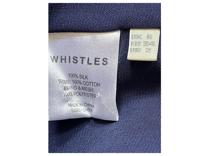 Whistles Dunkelblaues Seidenkleid mit Blumenverzierung Marineblau - Ansicht 3