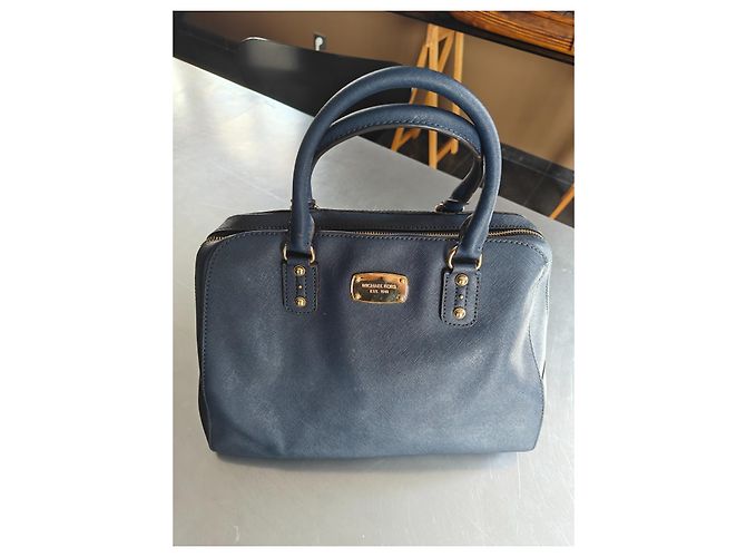 Borsa Michael Kors Jet Set in pelle blu navy - vista 2
