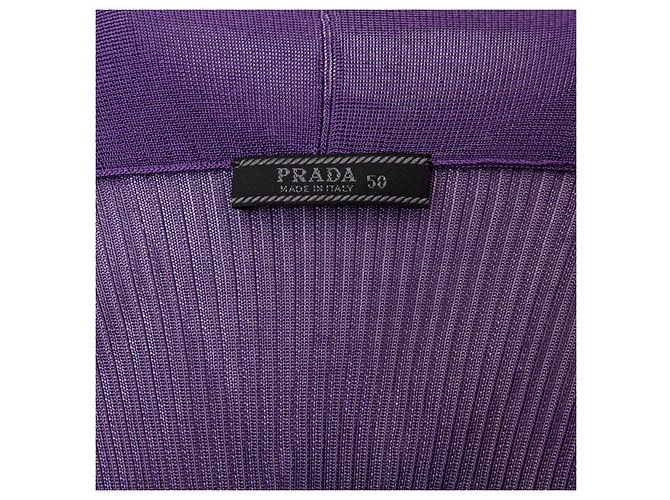 Top Prada in Seta a Coste Porpora - vista 7