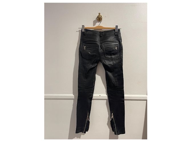 BALMAIN Hose T.FR 34 Leder Schwarz - Ansicht 3