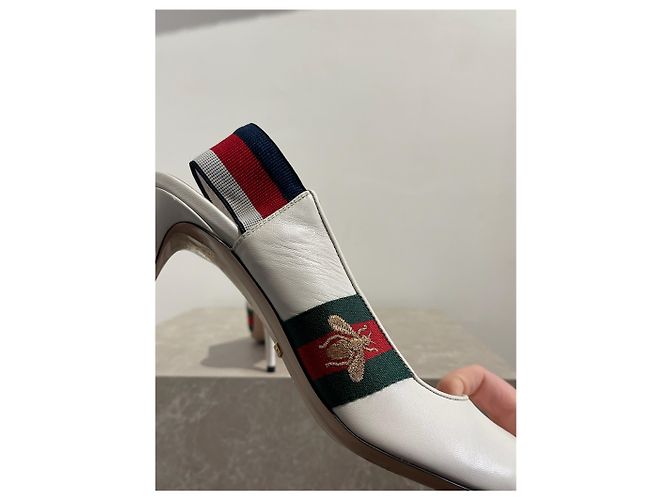 Zapatos de tacón GUCCI T.EU 39 Cuero Blanco - vista 6