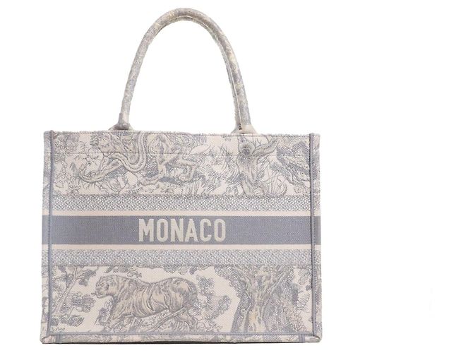 DIOR - Dior Book Tote Medium Tasche aus grauem Toile de Jouy - Ansicht 3