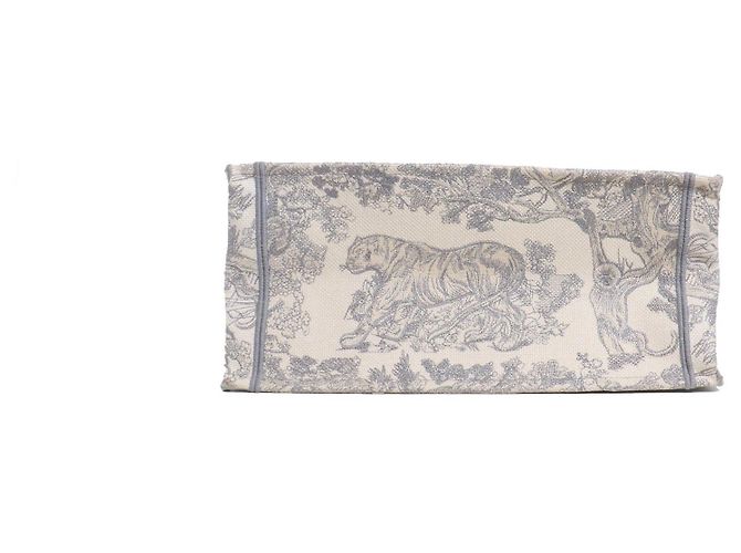 DIOR - Dior Book Tote Medium Tasche aus grauem Toile de Jouy - Ansicht 4