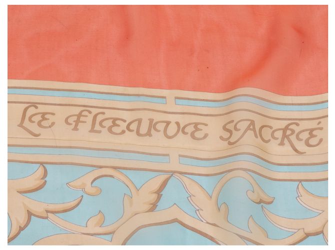 Hermès Sciarpa in seta Hermes Le Fleuve Sacre Motif Peach & Multicolor Arancione - vista 2