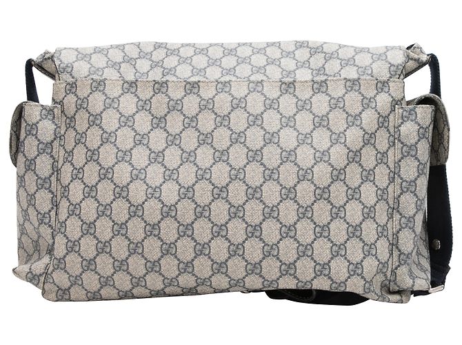 Borsa per pannolini Gucci GG Supreme grigio e blu navy - vista 3