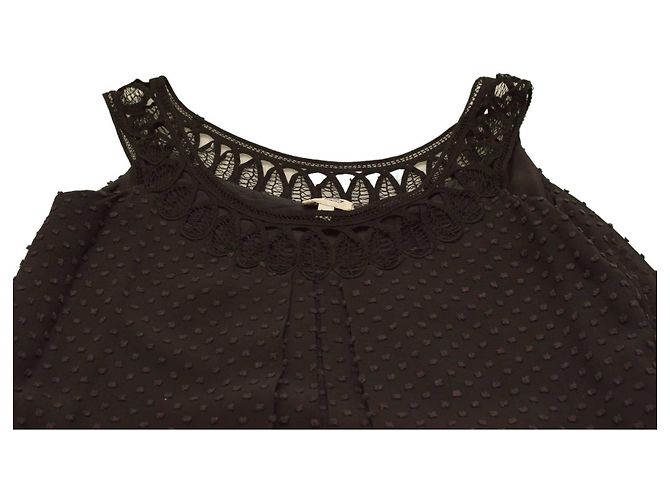 Vestido mini preto de seda e algodão Swiss Dot Temperley London - vista 5