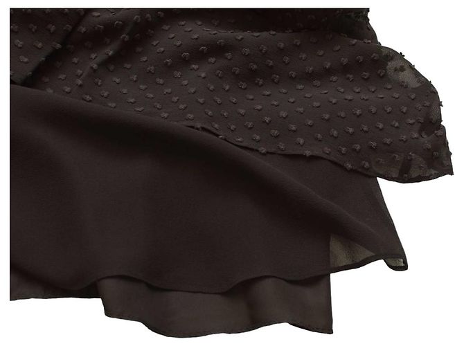 Vestido mini preto de seda e algodão Swiss Dot Temperley London - vista 7
